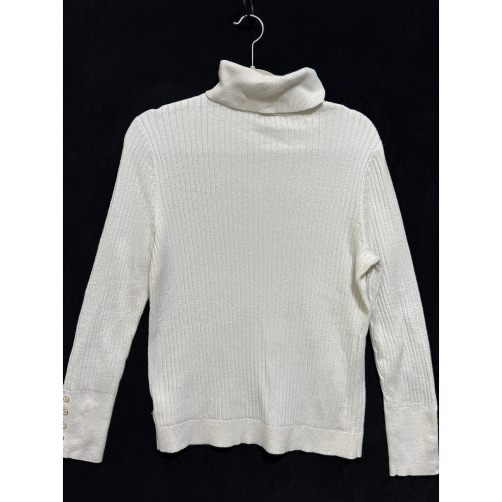 J Jill Womens White Pearl‎ Embellished Crew Neck 3/4 Sleeve Knit Sweater XL